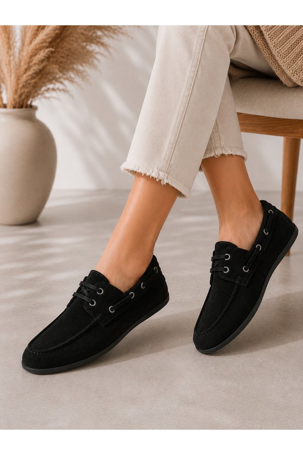 Genuine Leather Lace-Up Loafer Casual Shoes with Rope Detail