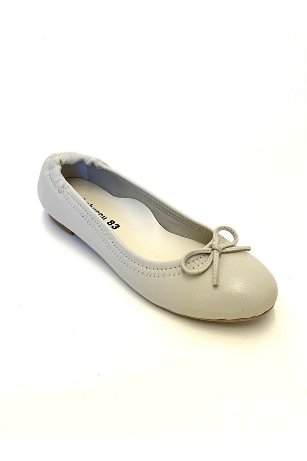 Genuine Leather Bow-Tie Ballet Flats