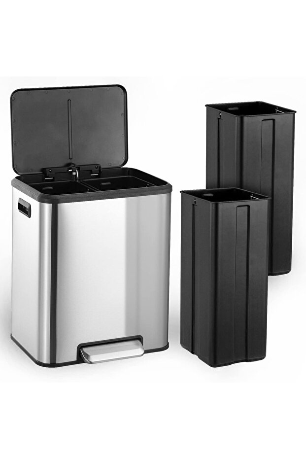 Dual Compartment Trash Can for Recycling & Trash, 8 Gallon