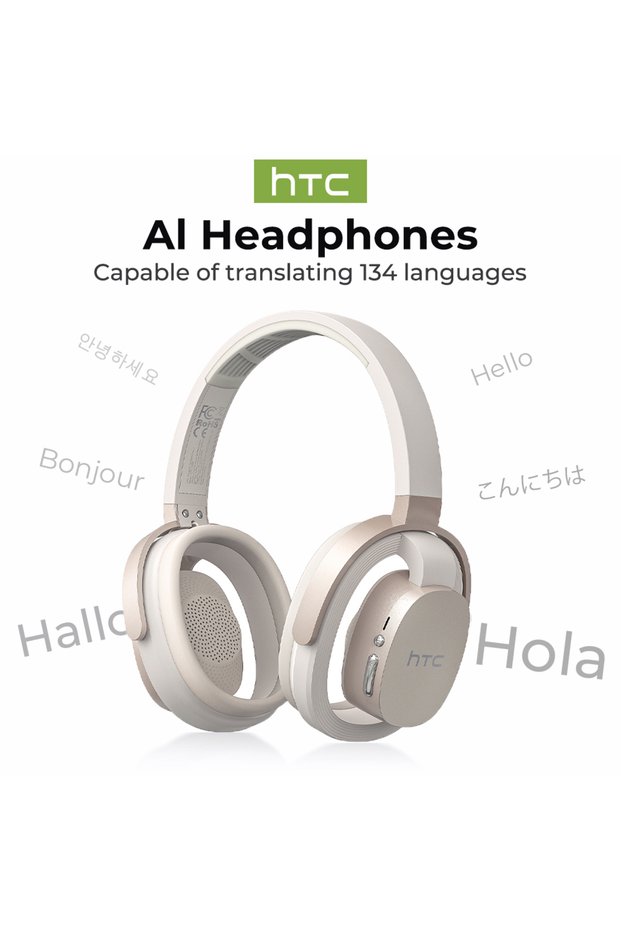 Rose Gold Al Wireless Game Earphones HTC HP07 AI Translator Headset with Mic, Comfortable Sports Hea