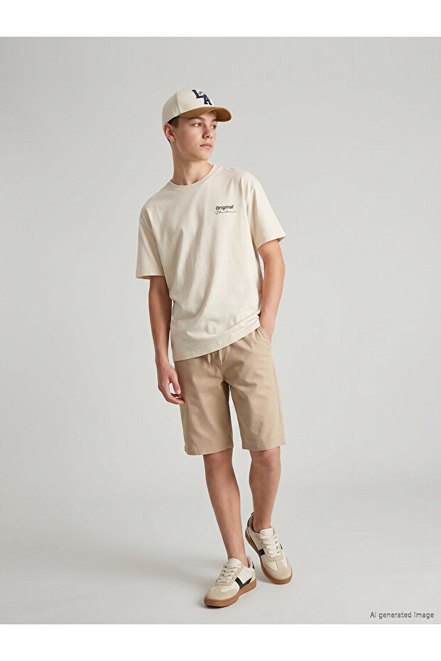 Two Mt Shop Quality Boys' Gabardine Bermuda Shorts with Elastic Waist