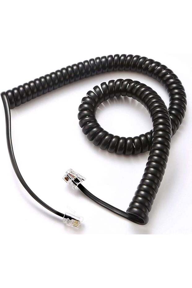 RJ9/RJ22 4C 1.5 Meter Spring Type Telephone Cord Cable-Black