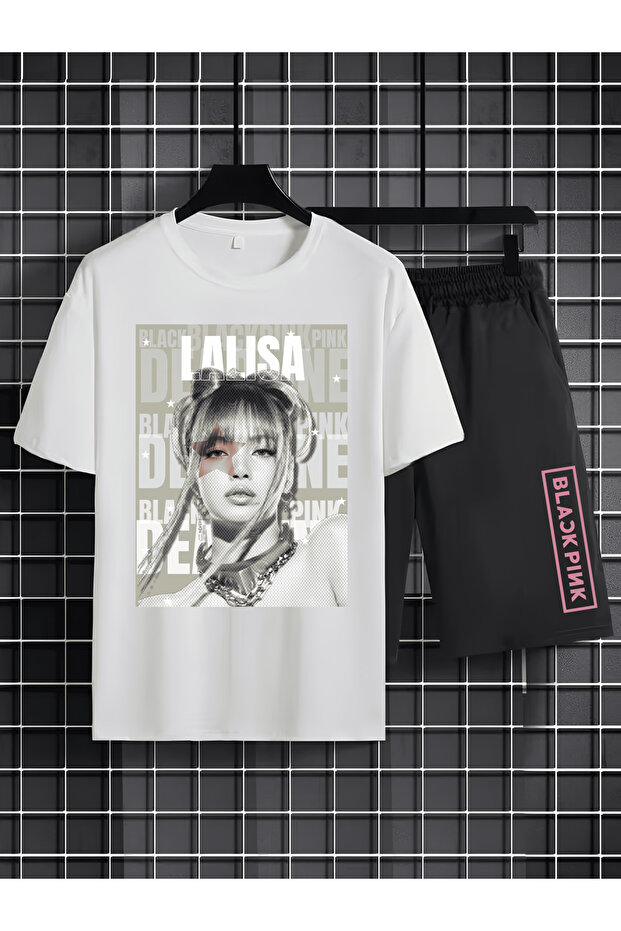 Lisa from Blackpink K-Pop Printed Cotton Short Sleeve Children's Tshirt-Shorts Two-Piece Set