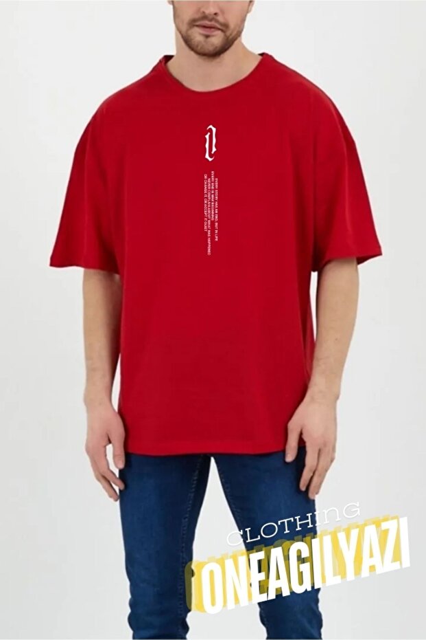 Vertical Text Printed Oversize T-shirt