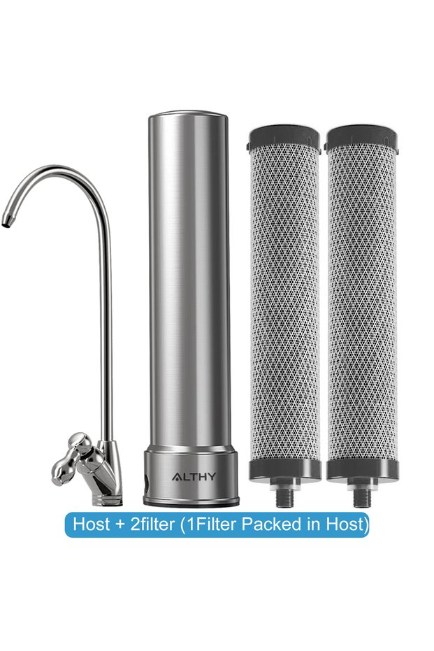 Host and 2xFilter ALTHY U200PRO Kitchen Under Sink Drinking Water Filter Purifier 5 in 1, Stainless