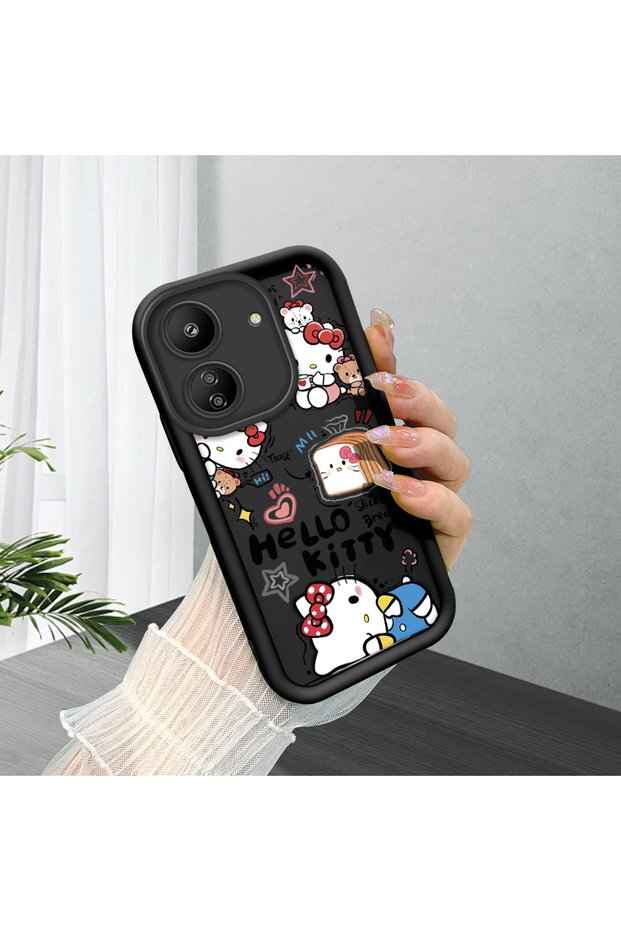 Poco C65 Compatible Black Silicone Case with Shockproof Camera Protection