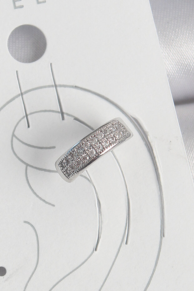 Brass Silver Color Zircon Stone Cartilage Model Women's Earrings