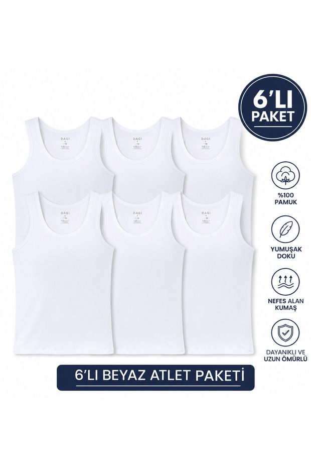 Men's 6-Pack Cotton Sleeveless Undershirts for Daily Use Soft Textured Breathable Underwear with Plus Size Options