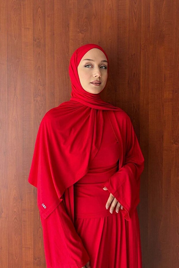 شال فيسكوز أحمر