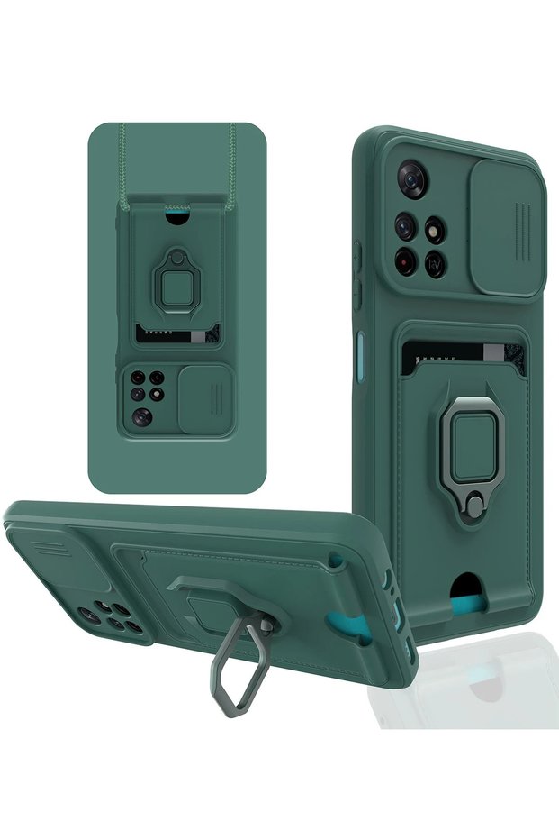Aconcept Redmi Note 11t Case Zuma Silicone with Business Card Holder and Ring (41152) - Green
