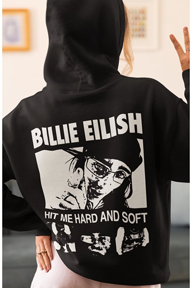 Billie Eilish Hit Me Hard and Soft Singer Back Printed Unisex Oversize Combed Cotton Hoodie