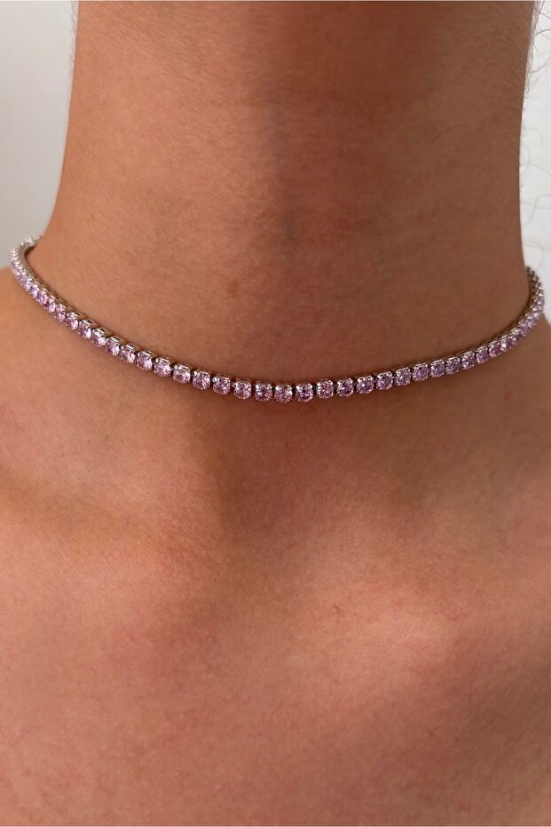 Zircon Waterway Elevator Choker Steel Necklace