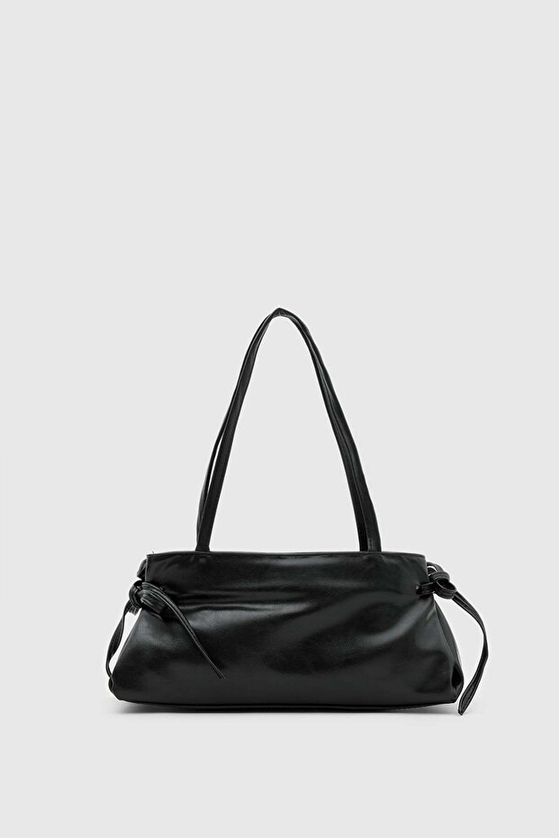 Baggy Bowknot Baguette Bag Black