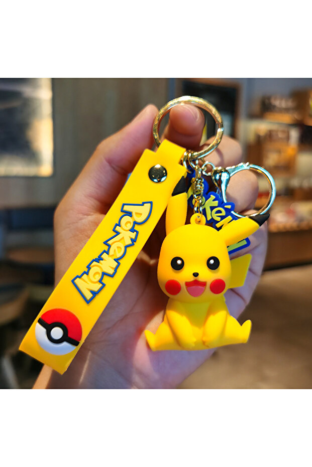 A Pokemon Keychain Pikachu Key Ring Snorlax Eevee Car Charm Backpack Pendant Fashion Accessory Cute.