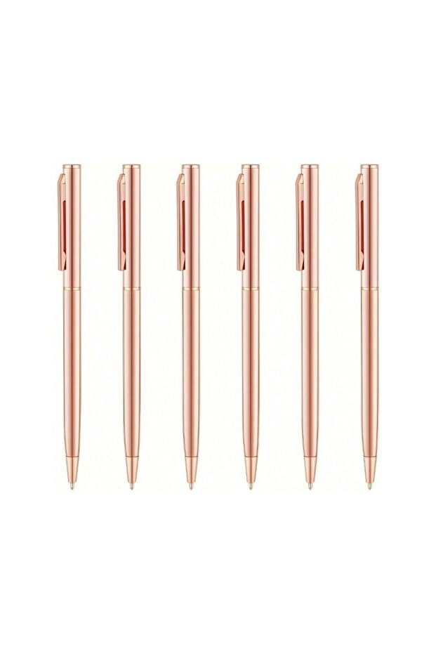black rose golden-6pcs 2/6pcs Golden Metal Ultra-Thin Retractable Ballpoint Pen with a Medium Tip, S