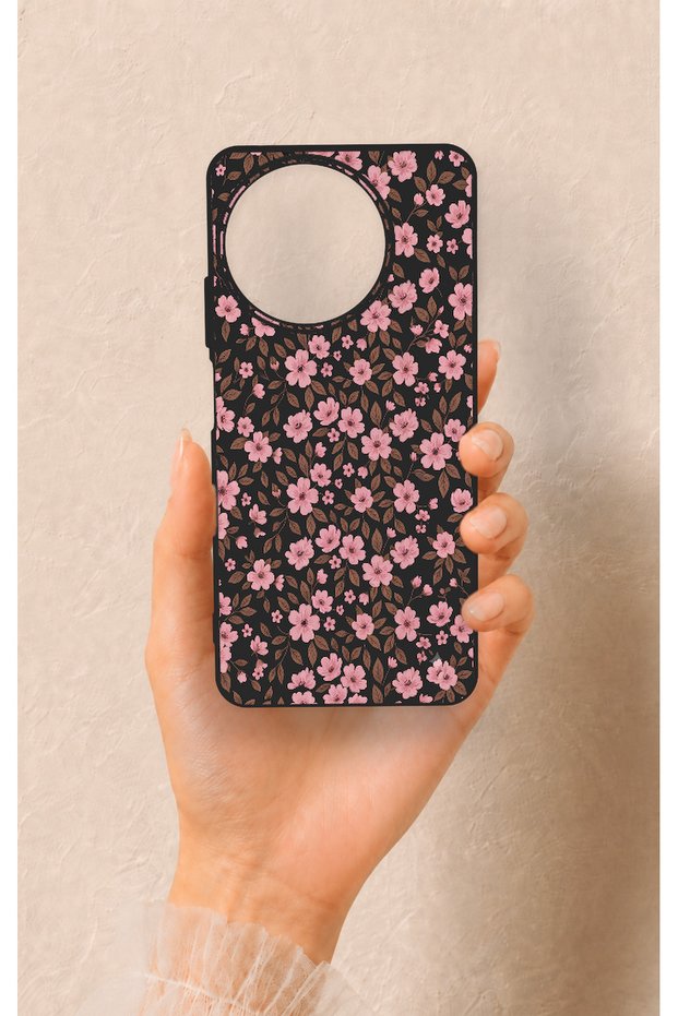 Realme 11 Compatible Mini Pink Flower Patterned Silicone Case