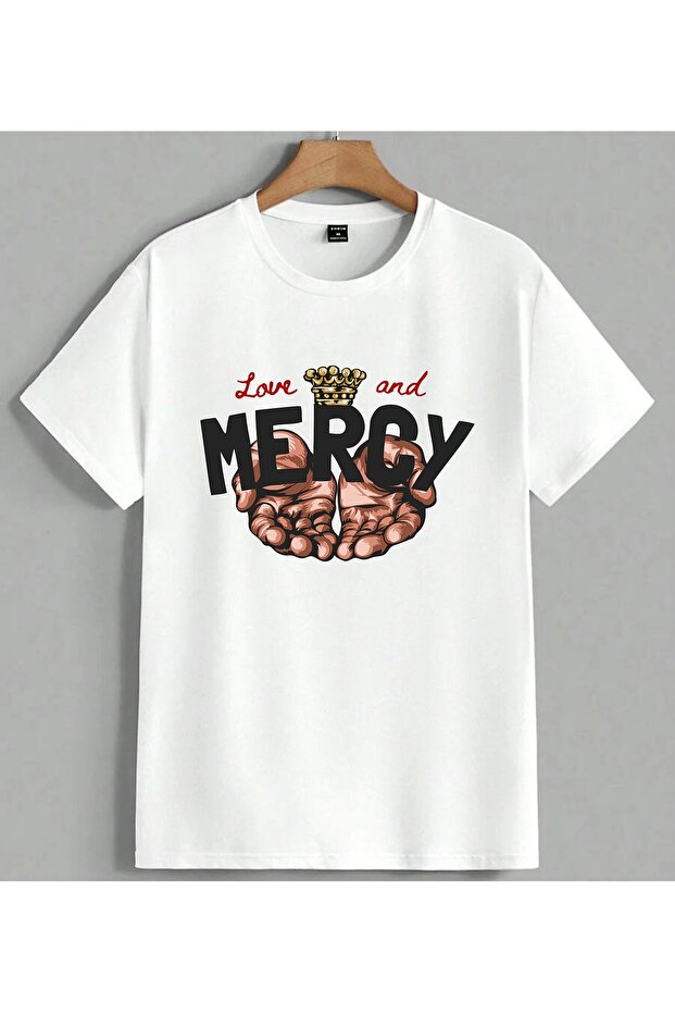 Love Merry Tas Eller Tacli Printed Unisex Oversize T-Shirt White