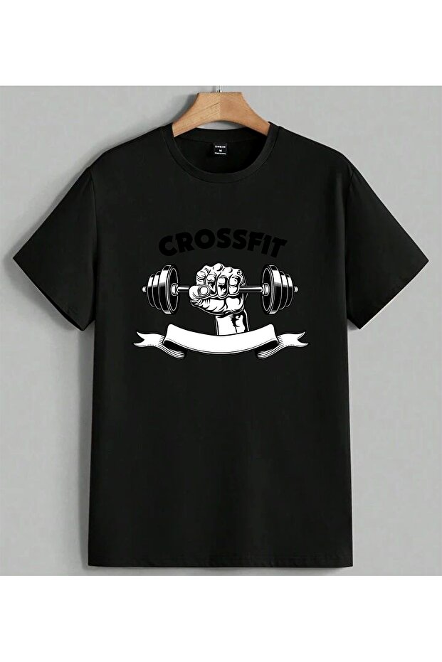 Crossfit Halter Sport Muscle Printed Unisex Oversize T-Shirt Black