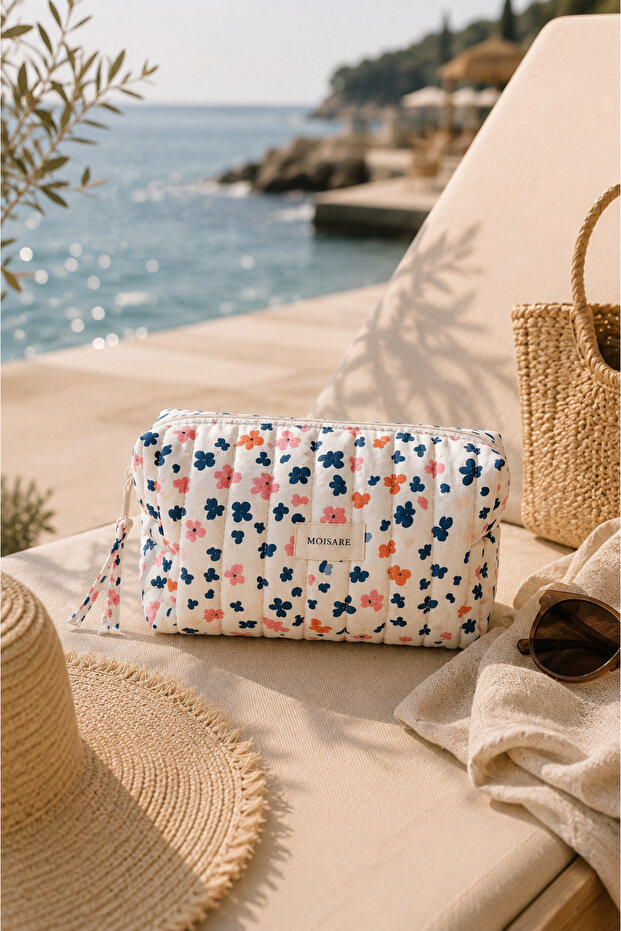 Makeup Bag Quilted Organizer - Travel Cosmetic Organizer Zippered Multi-Purpose Women's Bag 20X10X7 cm