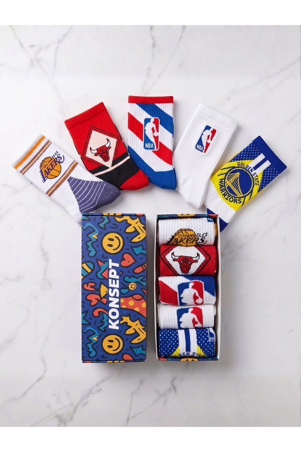 All-Star Basketball 5-Piece Boxed Sock Set