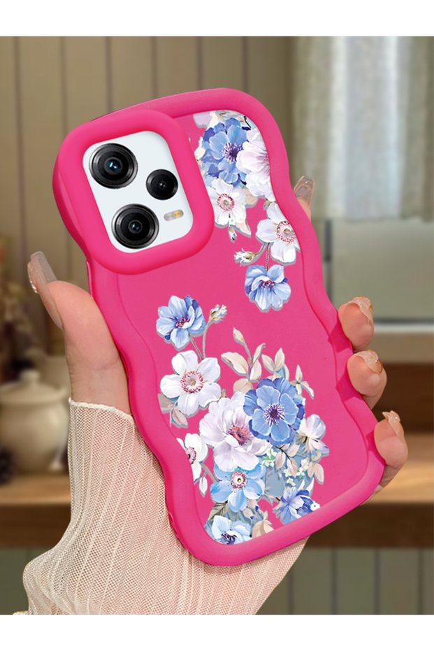 Redmi Note 12 Pro 5g Compatible Case Camera Protector Red Silicone Couple Phone Case Floral Pattern