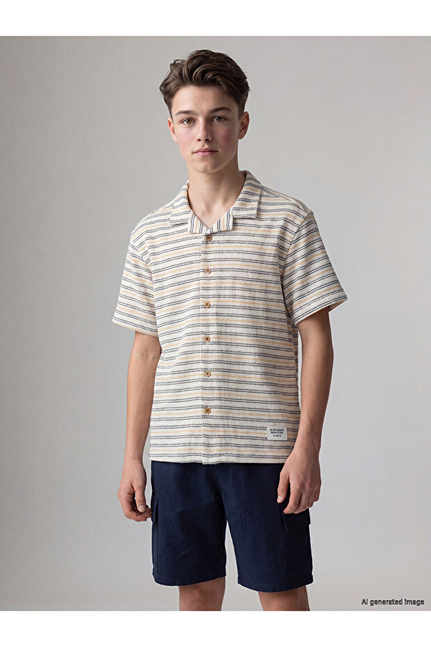 Nevavm Striped Boy's Shirt with Difference
