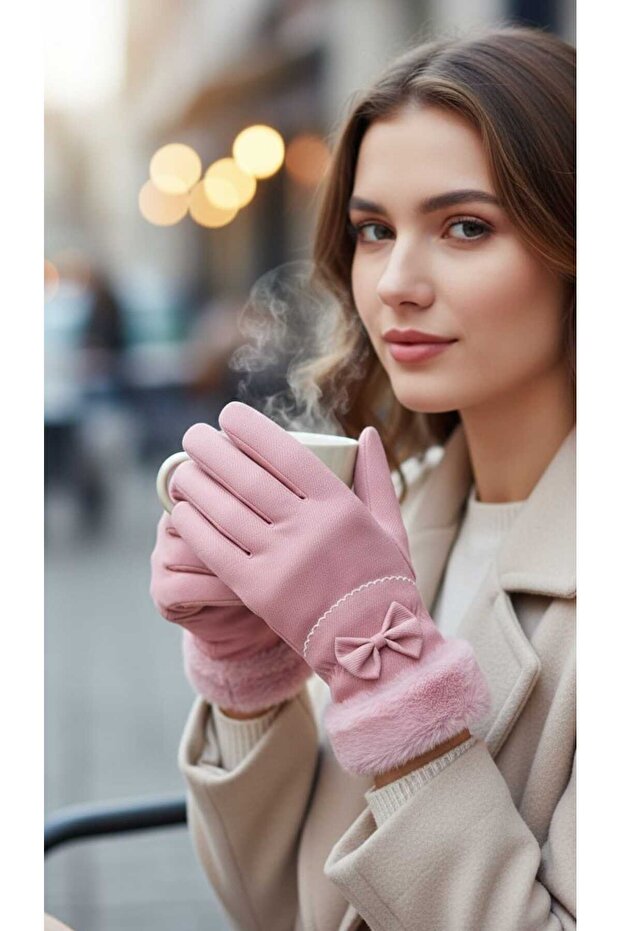 Parachute Fabric Fur Touchscreen Plush Women's Gloves