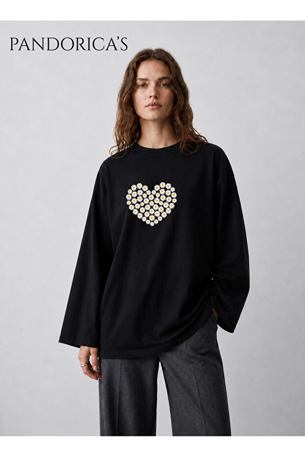 Oversize Wide Cut Long Sleeve 100% Cotton Summer Printed T-Shirt