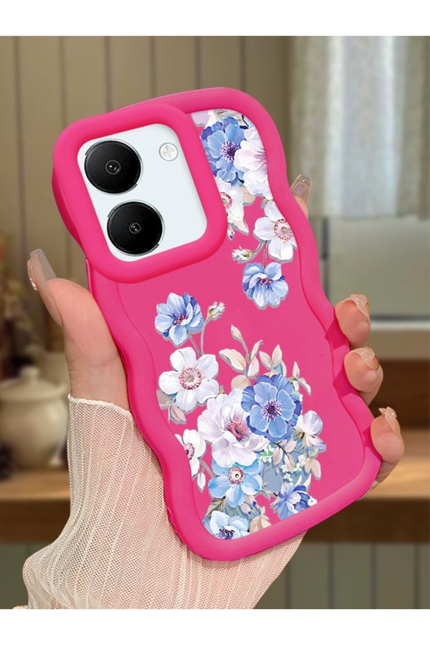 Vivo Y36 4g Compatible Case Camera Protector Red Silicone Couple Phone Case Floral Pattern