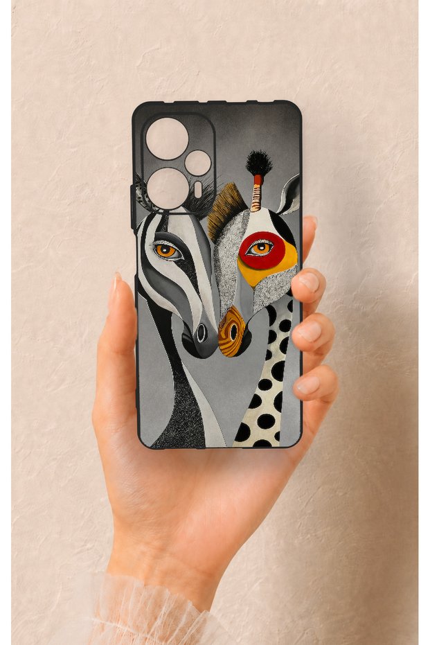 Poco F5 Compatible Zebra and Giraffe Patterned Silicone Case