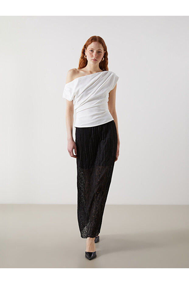 Original Beli Elasticated Patterned Women's Pleated Skirt