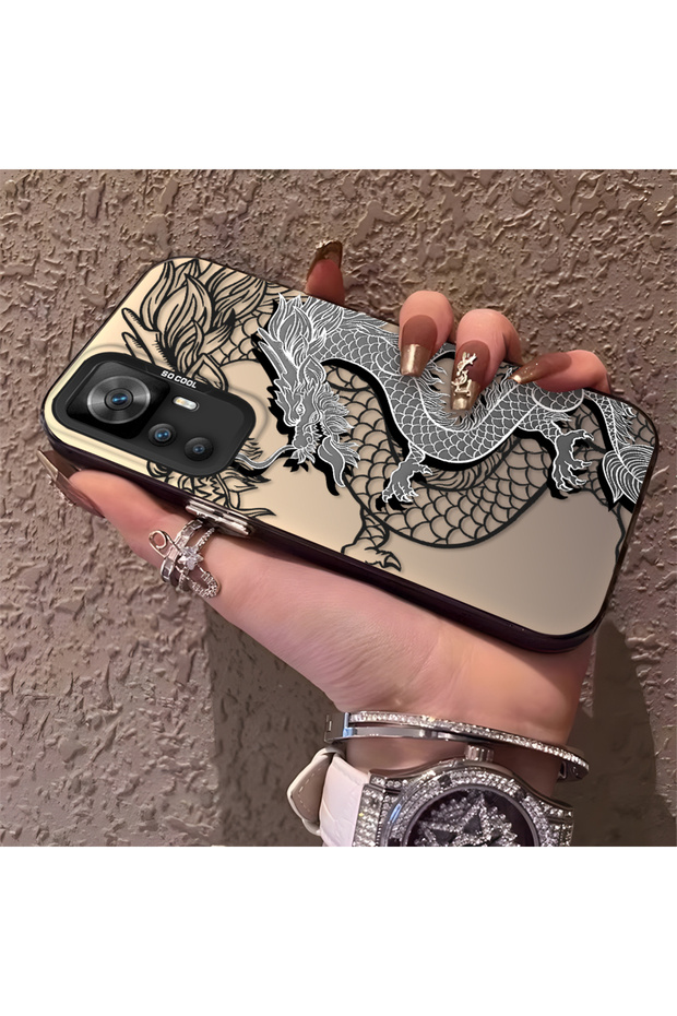 Redmi K50 Ultra Compatible High Quality Chinese Style Black and White Dragon Printed Case