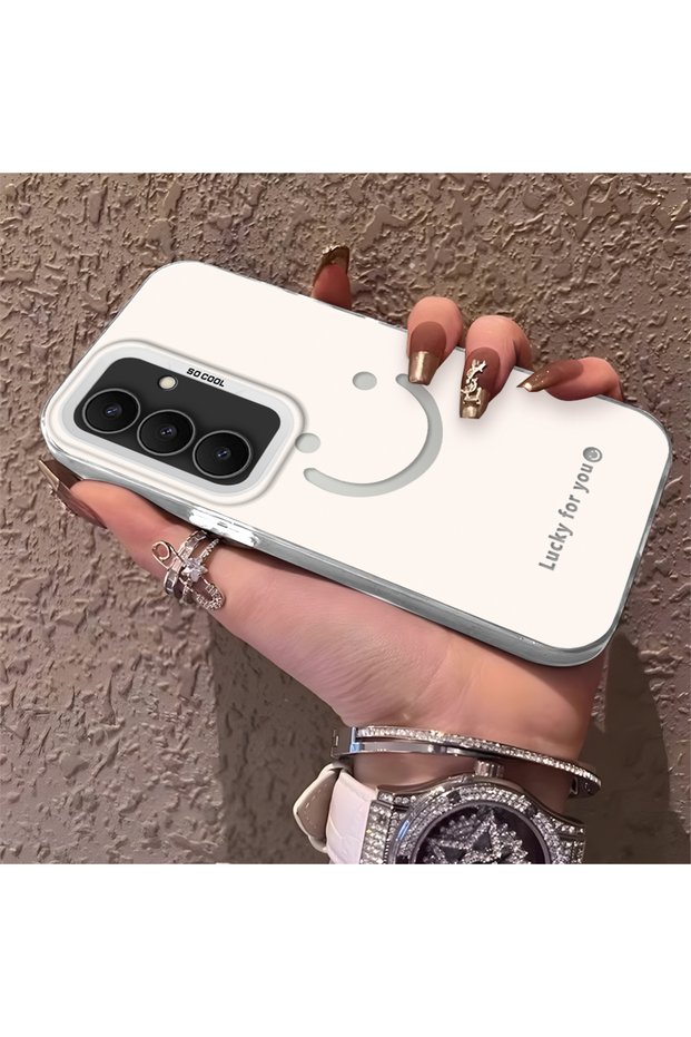 Samsung Galaxy S25 Fe Compatible Plain Written Smiley Face Case, Ins Style Relaxing Stylish Finish