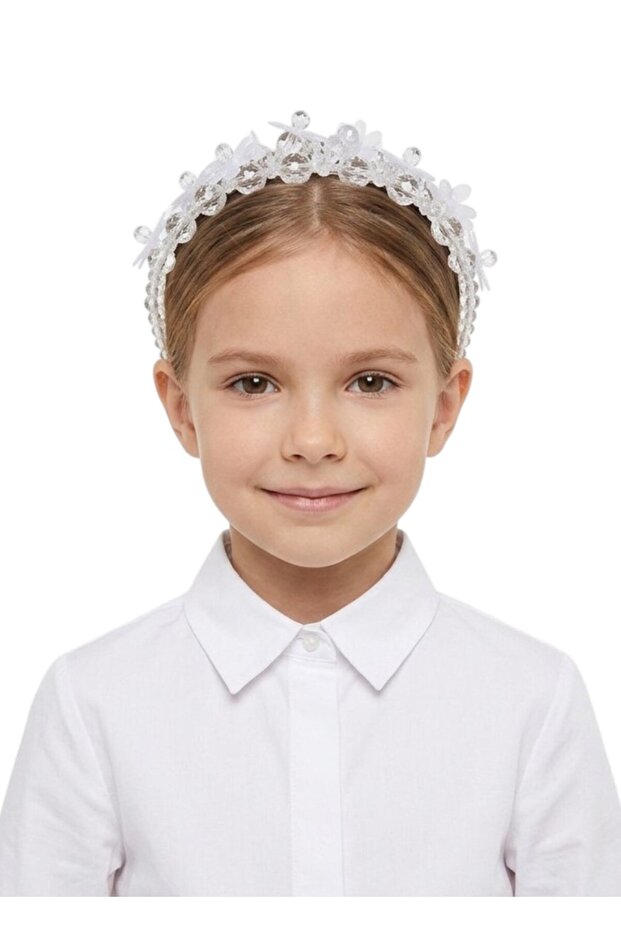 -Aimee Crystal White Headband