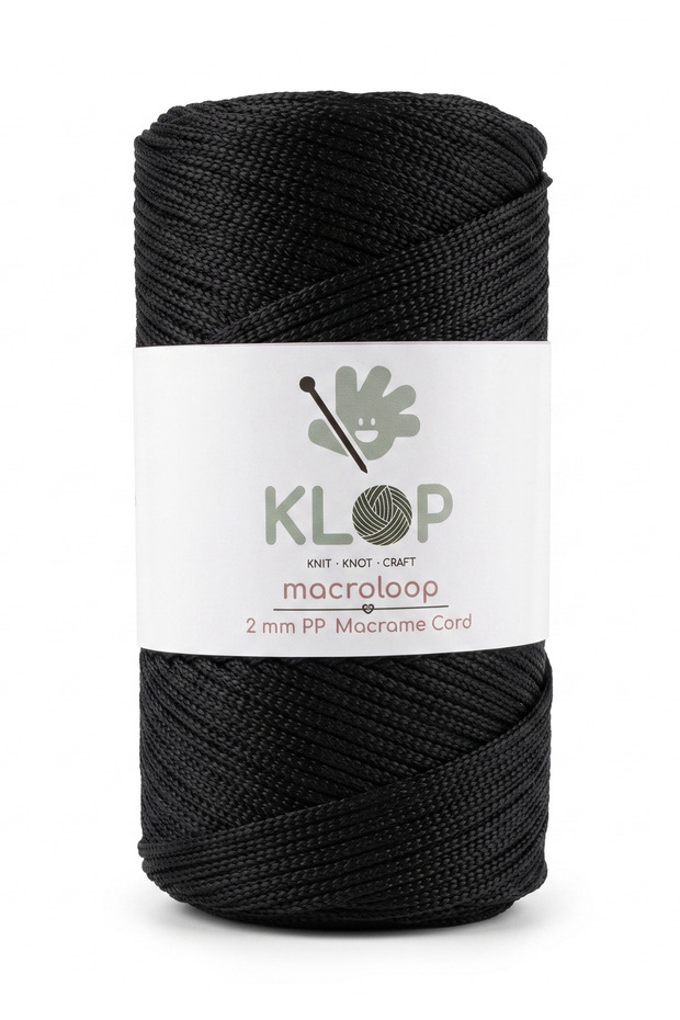 Polyester Macrame Cord 2 mm Bag Cord Supla Thread 200 Gr - 230 m Black