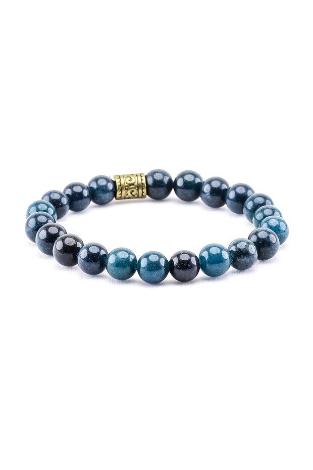 Natural Stone Blue Agate Natural Stone Unisex Bracelet Eub14Makk Self-Expression, Stress Control and Balance