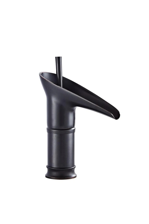 Brass faucet, hot and cold water, ceramic valve core, waterfall spout, basin faucet, black