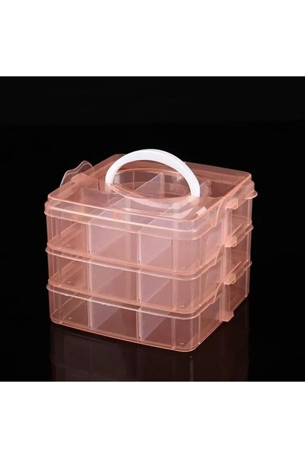 Three - tier hair accessory storage rack, made of transparent plastic, with handles, dimensions: 5.9 x 5.9 x 5.1 inches (orange, 5.9 x 5.9 x 5.1...