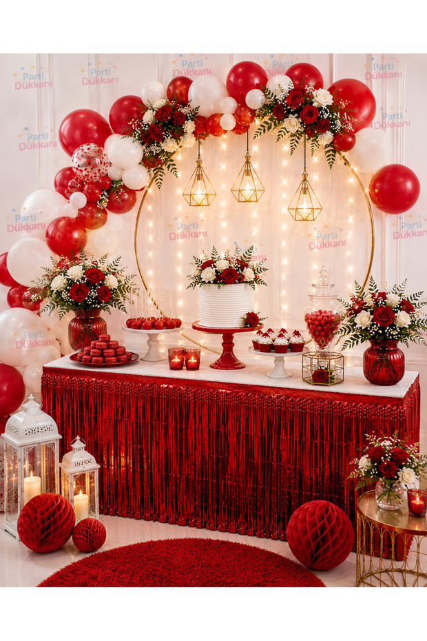 Red Table Skirt 70X180 cm Party Table Decoration Birthday Engagement Baby Shower Wedding Decor