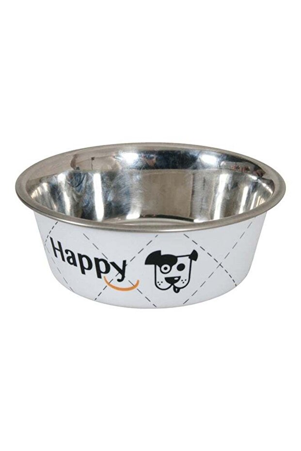 Happy Stainless Steel Dog Bowls White, 2.65 L