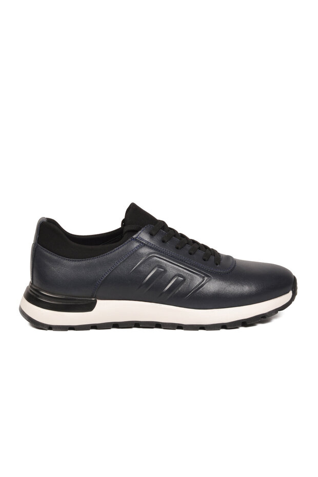 Men's Navy Blue Genuine Leather Casual Shoes Comfortable Stylish Lace-Up Sneaker M294 m