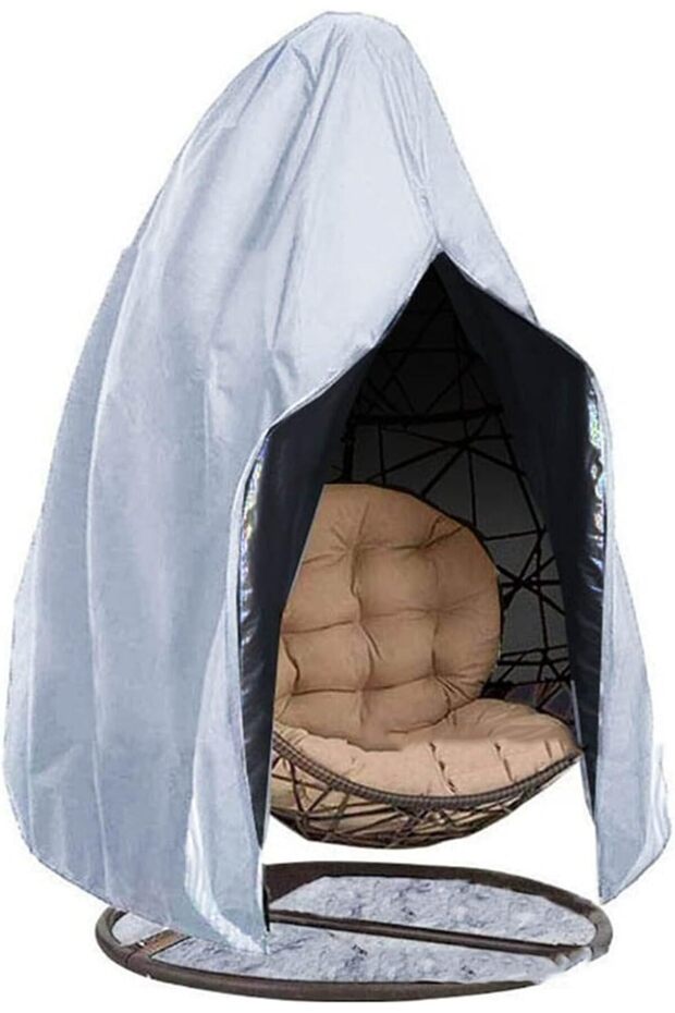 Green hanging chair cover, UV resistant and waterproof.