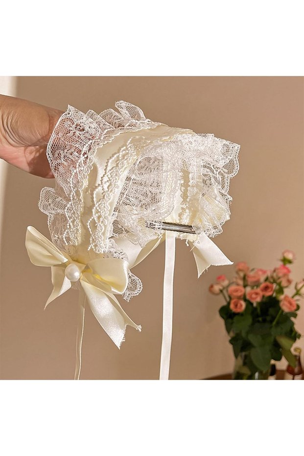 Lolita white bow tie lace headband, Gothic retro Lolita lace, women's hair accessory, girl's Halloween ball/tea party decoration.