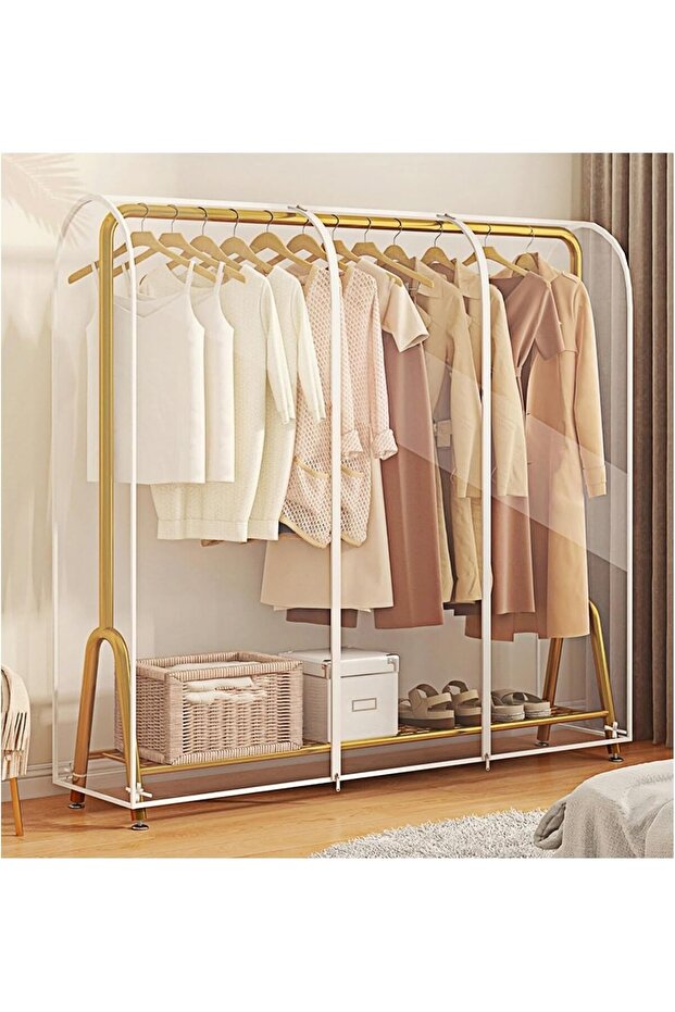 Transparent hanger cover with two smooth zippers, dustproof and waterproof garment protector (120*50*150 cm)