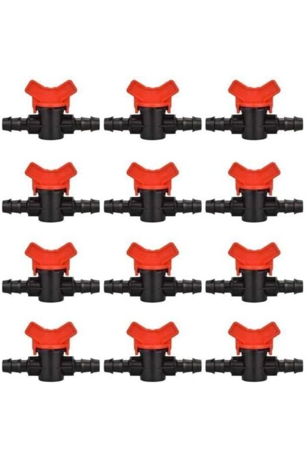 12 garden hose taps, 16x16 mm plastic irrigation valves for outdoor control.