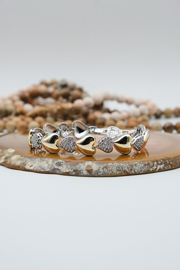 Heart Gold Silver Color Zircon Bracelet
