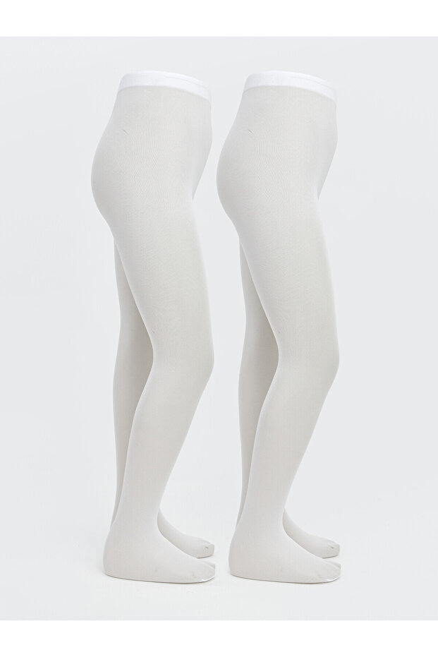 Two Mt Shop Quality Lcw Kids White Plain Girls' Pantyhose