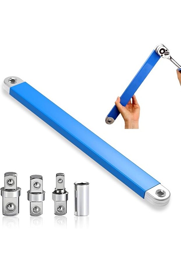 Professional Offset Extension Wrench Ratchet Flathead Wrench Folding Socket Extension Bar 1/2 1/4 3/8 Drive Adapters Blue
