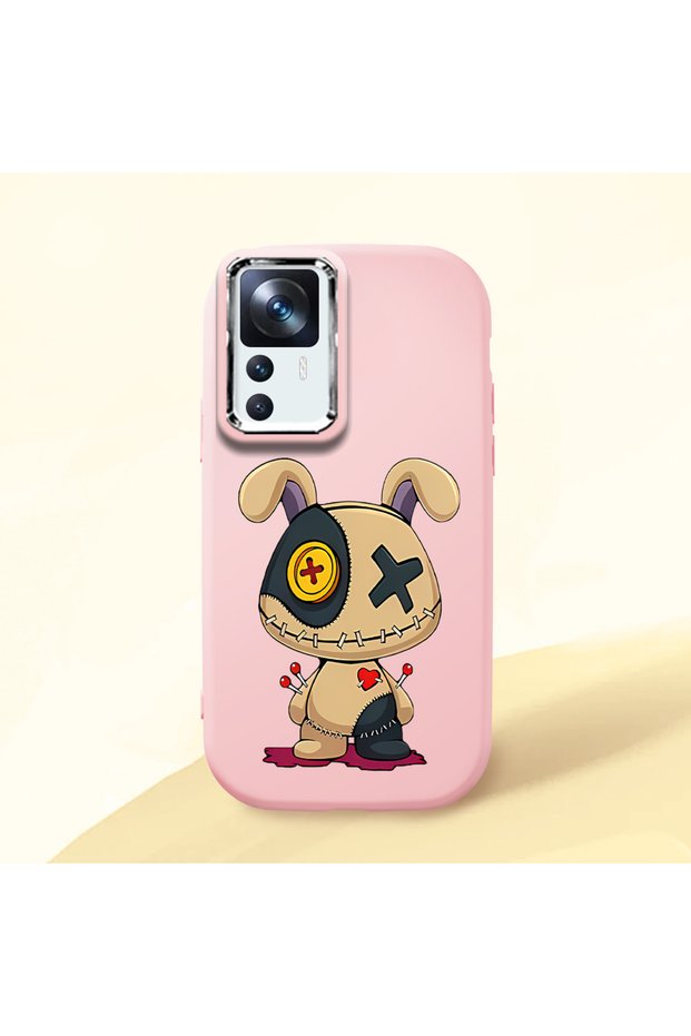 Mi 12t Compatible Case Camera Protector Pink Silicone Couple Phone Case Character Patterned
