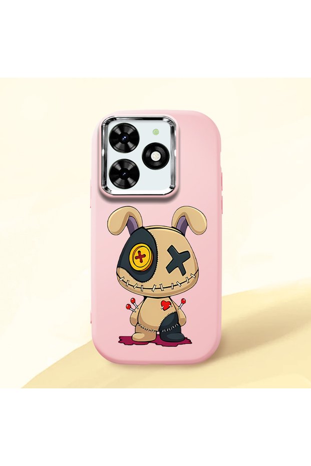 Infinix Smart 8 Pro Compatible Case Camera Protector Pink Silicone Couple Phone Case Character Patterned